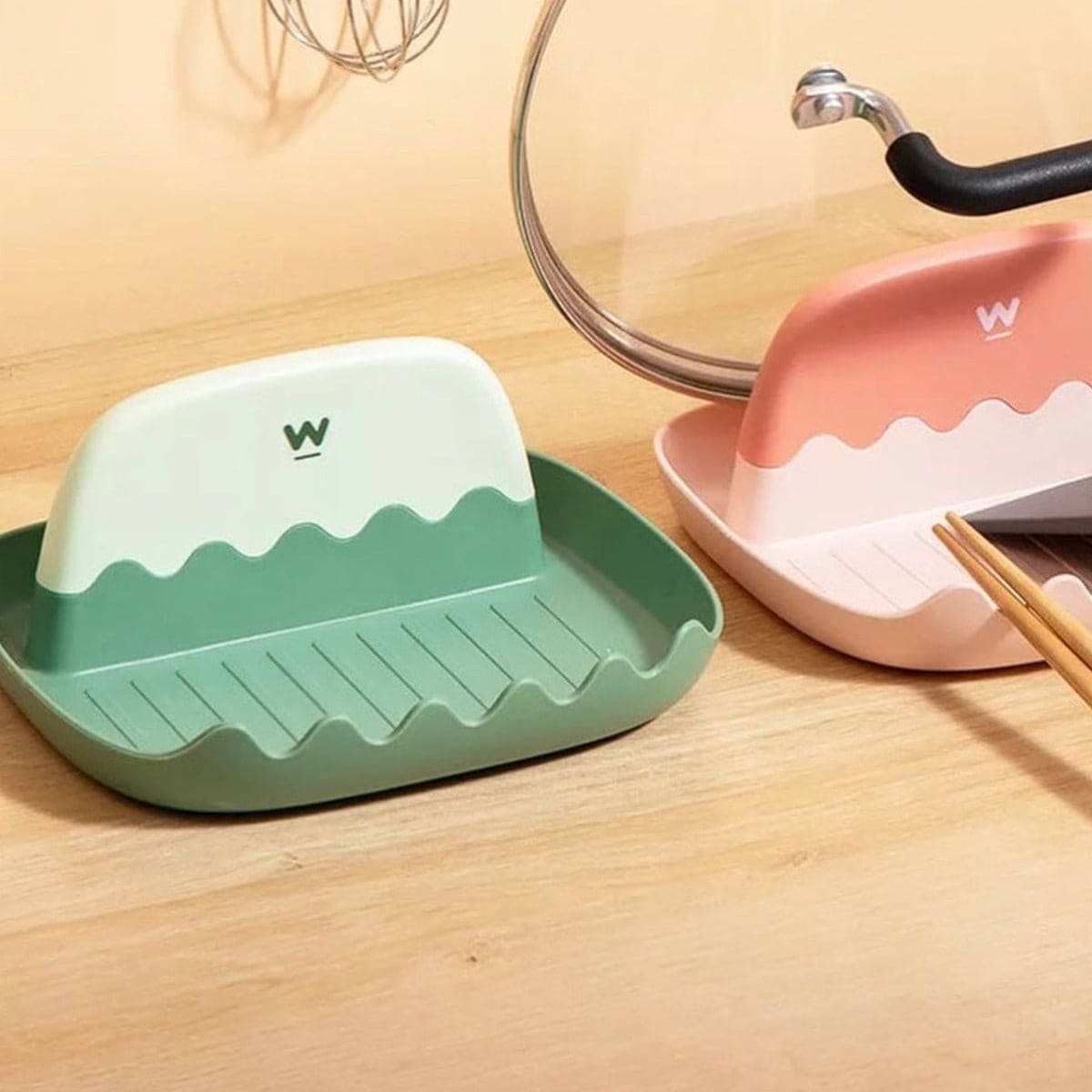 Wave Plastic Pot Lid Holder, Spatula Spoon Holder Stand, Pan Cover Shelf Tableware Storage Rack, Chopsticks Oil Leakage Prevention Shelf Stand, Wave Lid Spoon Holder Wave Plastic Pot Lid Holder, Spatula Spoon Holder Stand, Pan Cover Shelf Tableware Storage Rack, Chopsticks Oil Leakage Prevention Shelf Stand, Wave Lid Spoon Holder